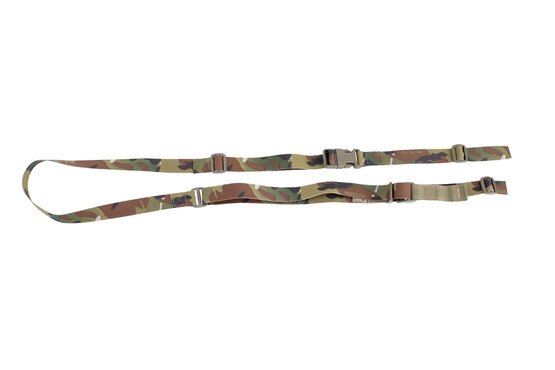 Forward Controls Design 2-point carbine sling. MultiCam with tan tab.